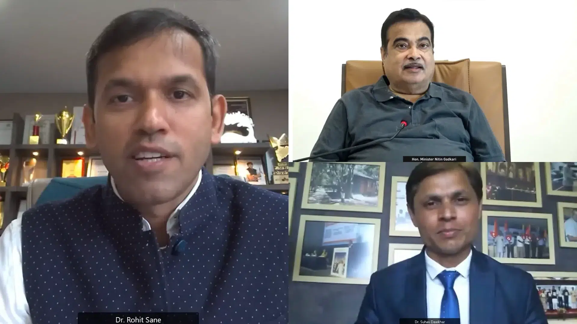 Nitin Gadkari Ji with Dr Rohit Sane in video conference