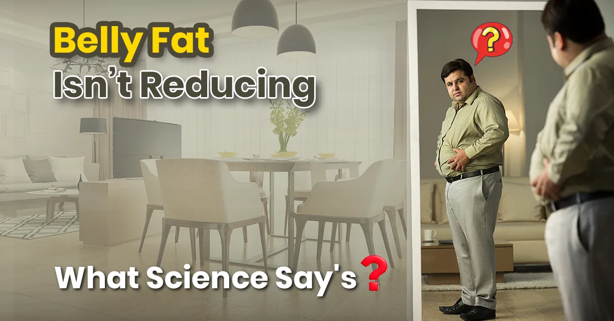 Illustration showing stubborn belly fat and lifestyle factors